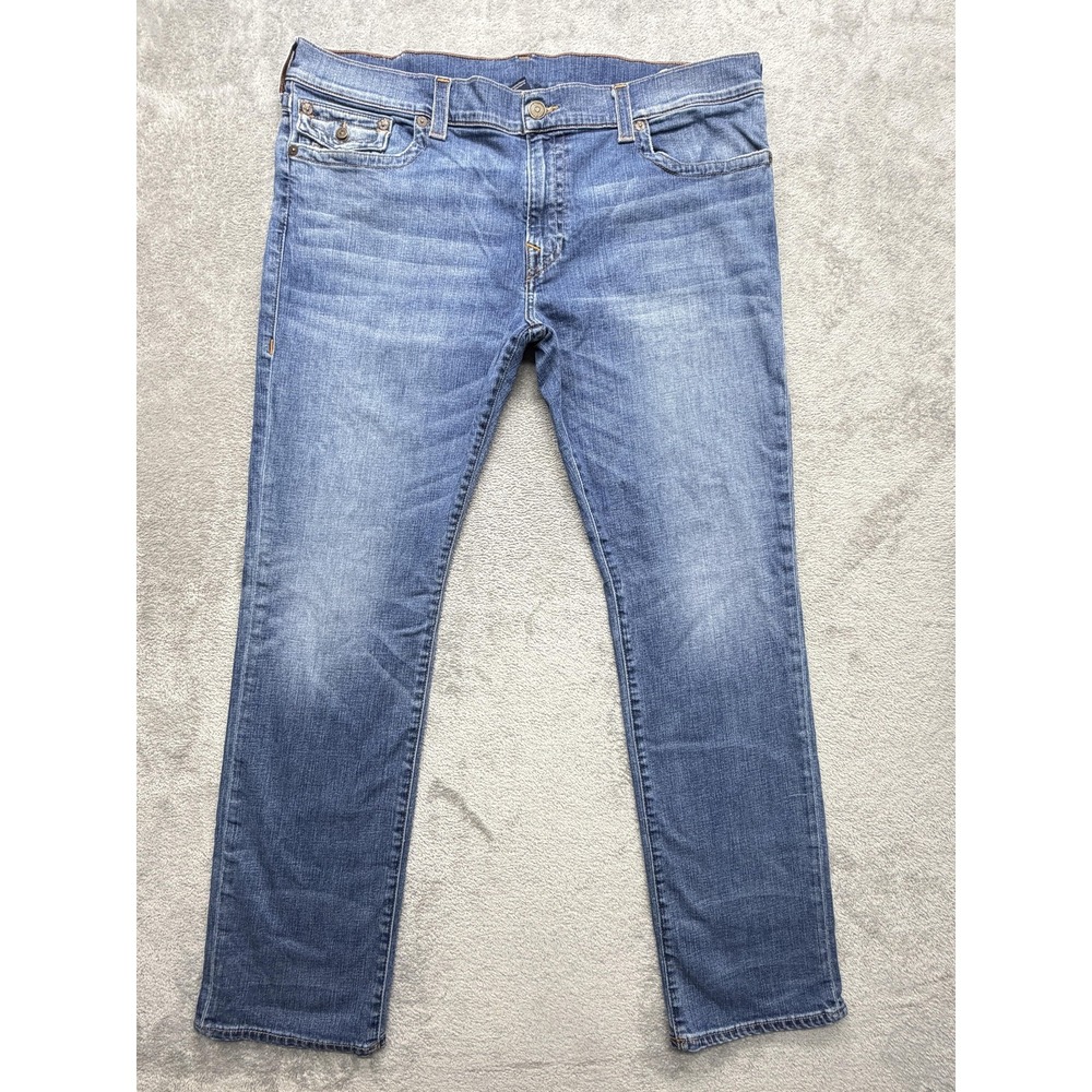 True Religion Jeans Mens Measured 45x34 Blue‎ Straight Slim Denim